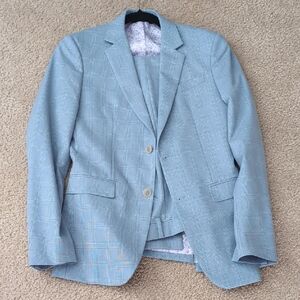 Egara Sky Blue Checkered Suit